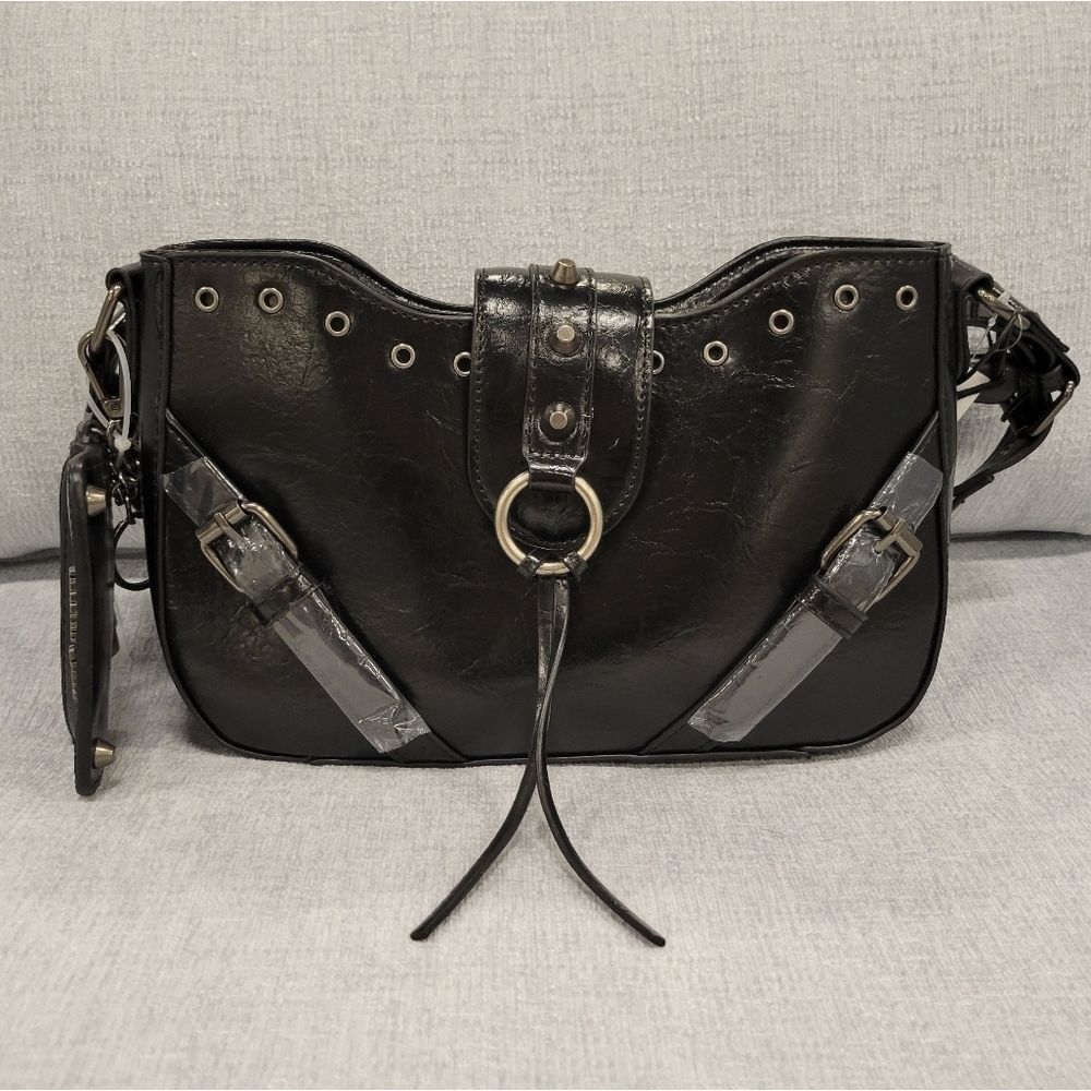 Steve Madden Black Leather Crossbody Shoulder Bag